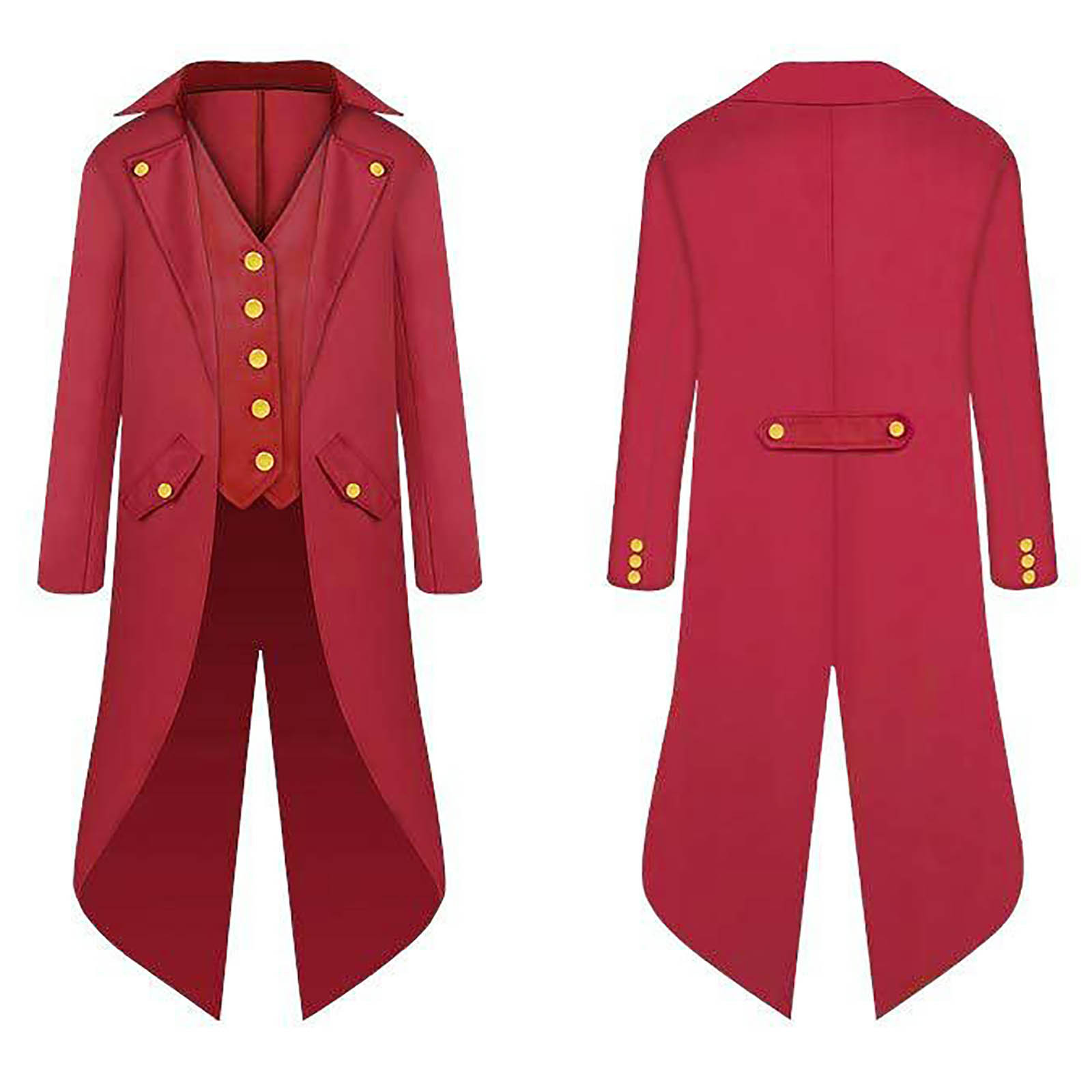 YanHoo Renaissance Steampunk Tailcoat Halloween Costumes for Boys, Kids Medieval Pirate Vampire Victorian Jacket Frock Coat Victorian Vintage Trench Coat Halloween Uniform Fall Winter Clearance Sales